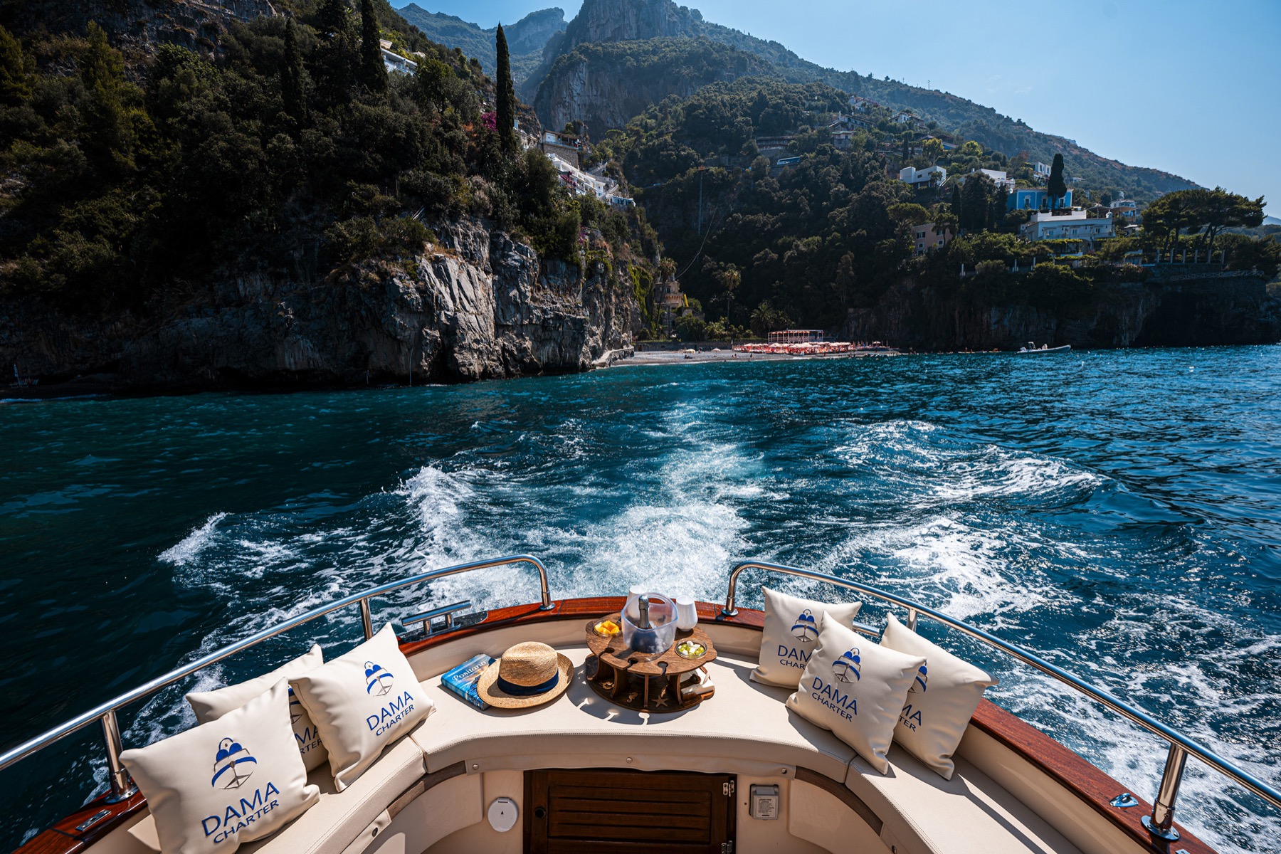 Private Amalfi Coast boat tour aboard a traditional Sorrentino Gozzo